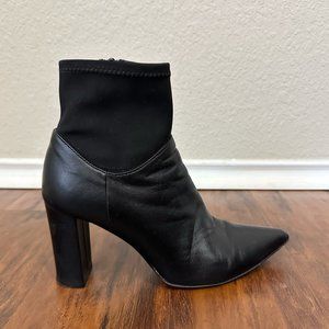ATP Atelier Stretch Pointed Toe Heeled Ankle Boots Zipped Black Leather